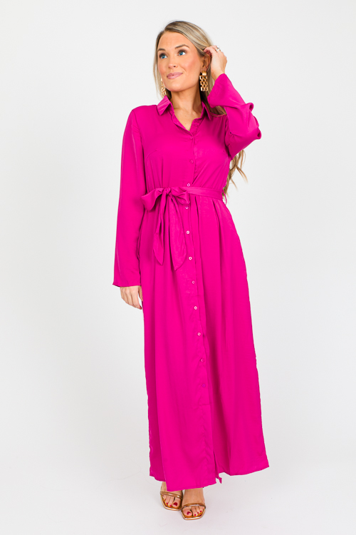 Polly Belted Maxi, Fuchsia