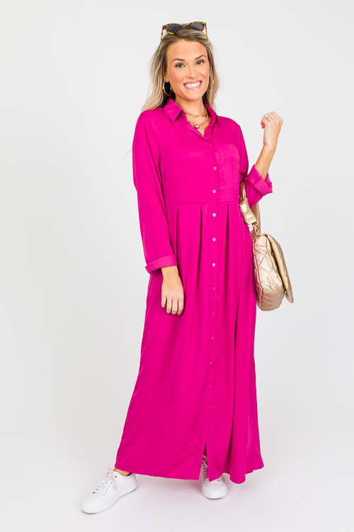 Polly Belted Maxi, Fuchsia