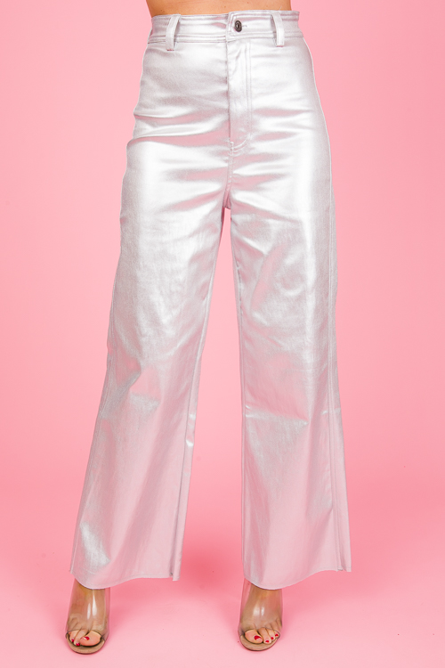 Metallic Silver Pants