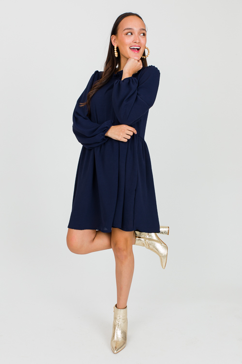Emmett Babydoll Dress, Navy - New Arrivals - The Blue Door Boutique