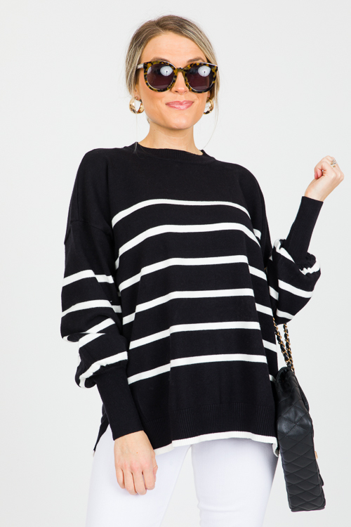 Carmichael Stripe Sweater, Black