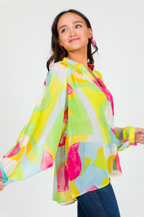 Breezy Bold Abstract Shirt, Yellow