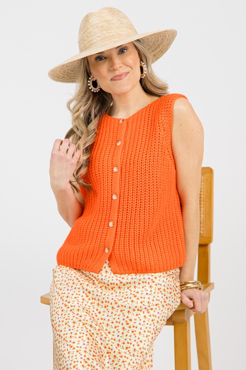 Button Up Sweater Tank, Papaya - 0131-23p.jpg
