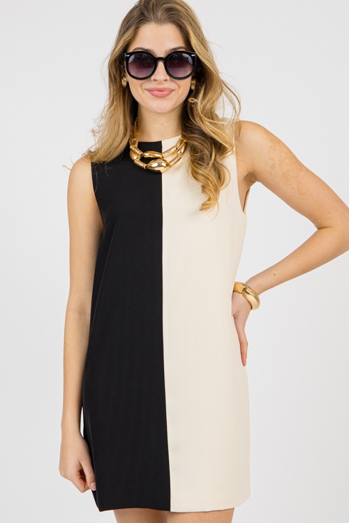 Two-Tone Colorblock Dress, Black - 0205-5.jpg