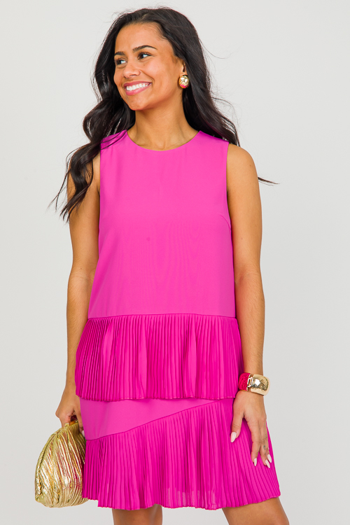 Sasha Ruffle Dress, Magenta