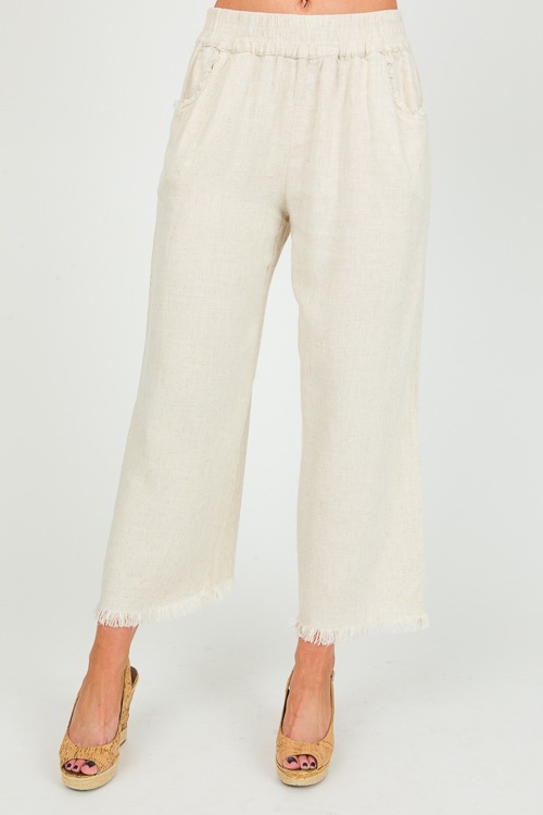 Cropped Linen Pant, Oatmeal