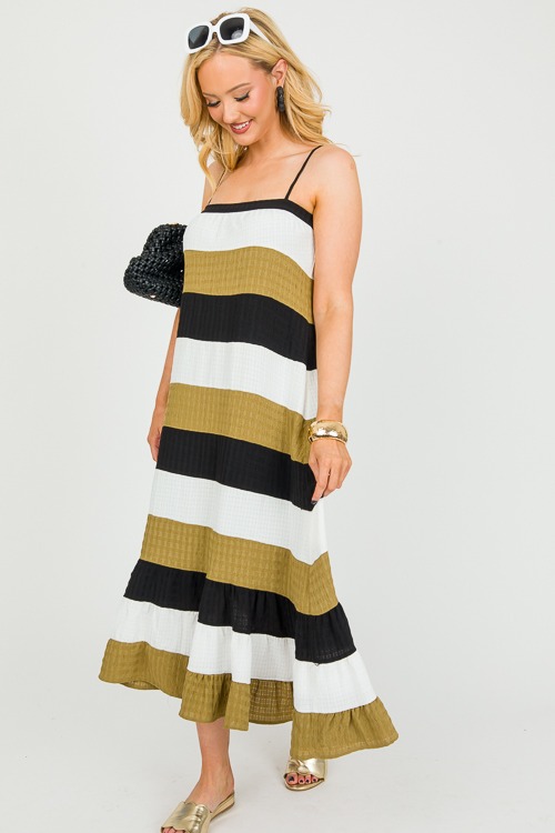 Checkered Stripes Midi, Olive