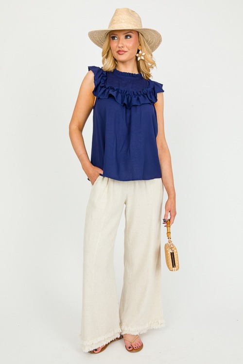 Double Fray Linen Pants, Oatmeal New Arrivals The Blue Door Boutique