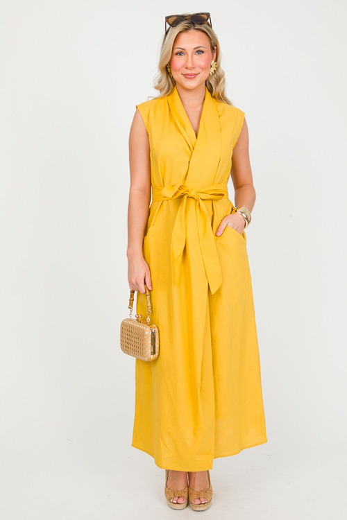 Megan Linen Midi, Yellow