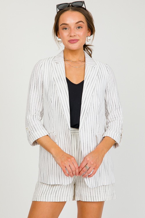 Pinstripe Stitch Blazer, Off White