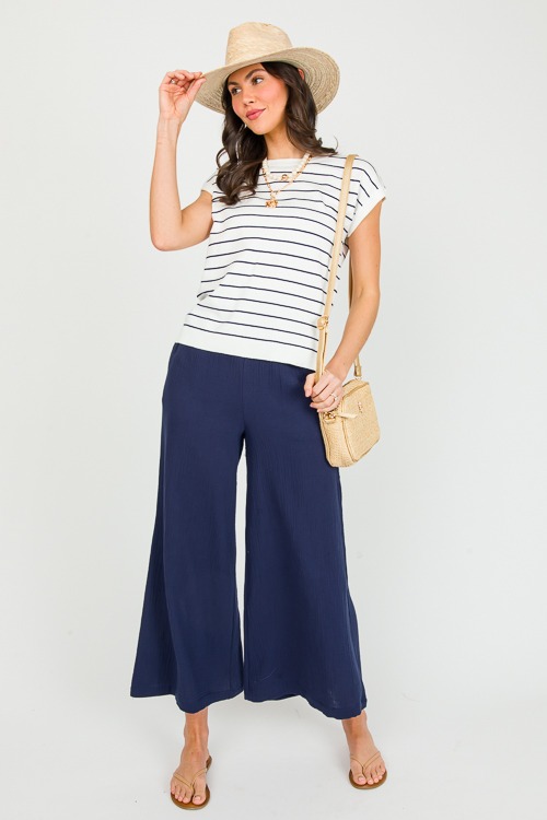 Gauze PullOn Pants, Navy New Arrivals The Blue Door Boutique