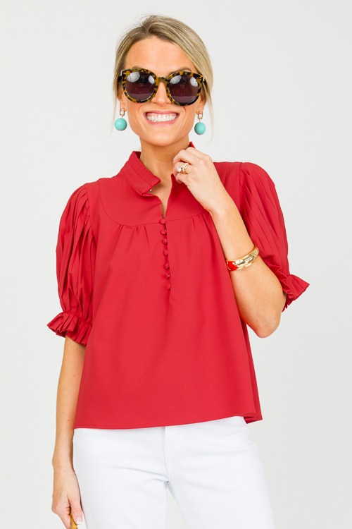 If You Pleats Blouse, Red