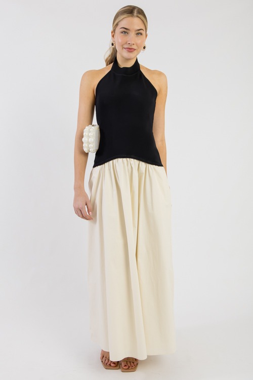 Mix Media Halter Maxi,Blk/Beige - 0306-43h.jpg