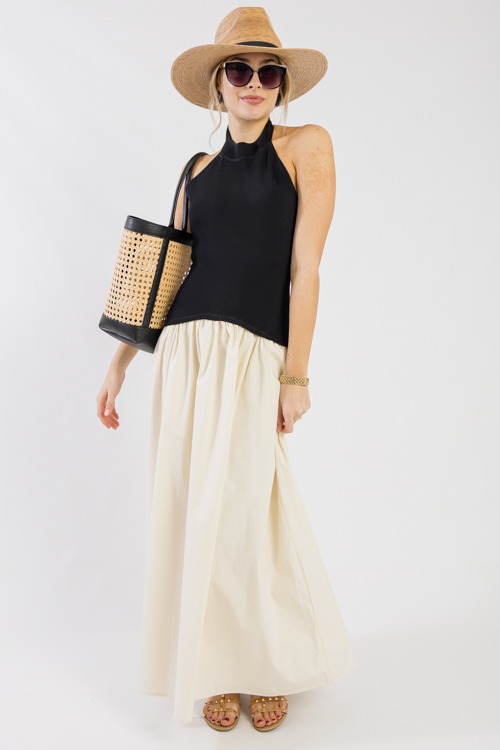 Mix Media Halter Maxi,Blk/Beige - 0306-44.jpg