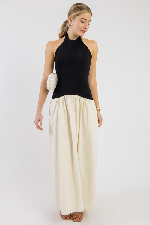 Mix Media Halter Maxi,Blk/Beige - 0306-46.jpg
