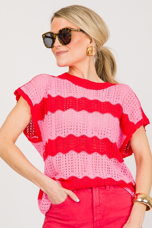 Wavelength Sweater, Red/Pink