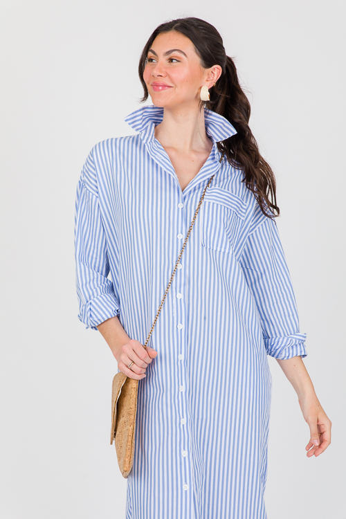 Blue maxi shirt best sale dress