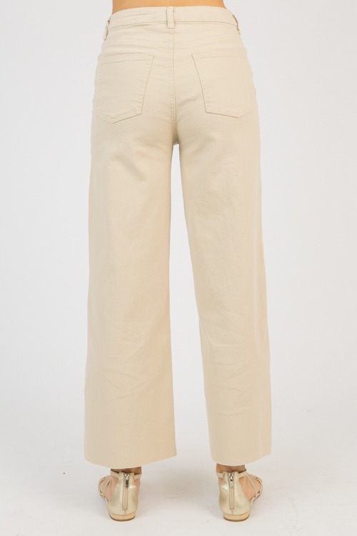 Raw Hem Wide Leg Pants, Khaki - 0321-103.jpg