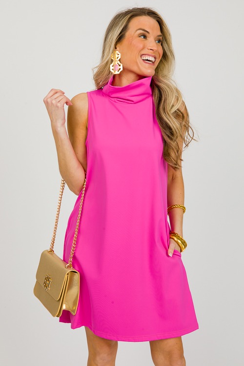 Smooth Sleeveless Dress, Fuchsia