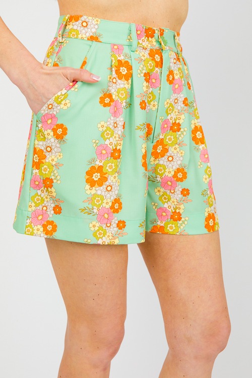 Daisy Print Shorts, Sage - 0328-23p.jpg