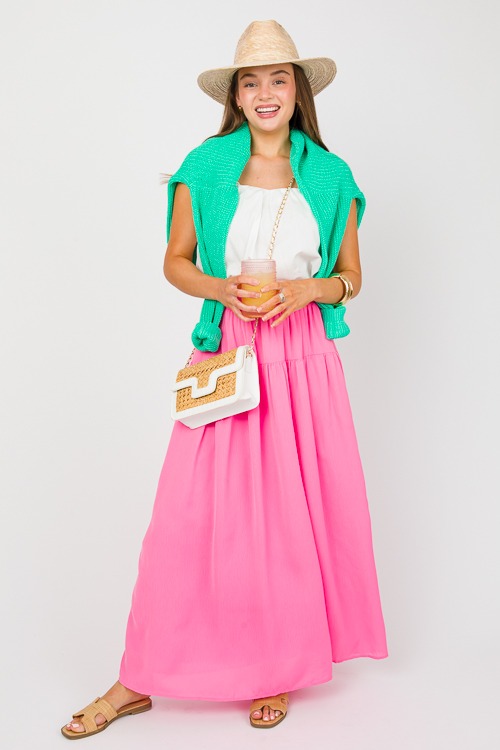 Side Pocket Maxi Skirt, Bubble Pink