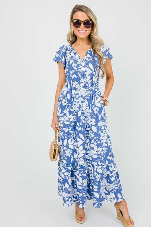 Cynthia Floral Maxi, Blue - New Arrivals - The Blue Door Boutique
