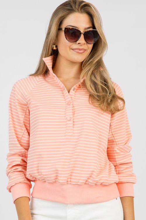 Banded Snap Top, Peach/Cream - 0403-15p.jpg