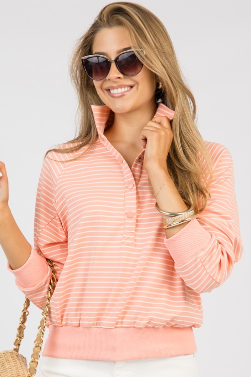 Banded Snap Top, Peach/Cream - 0403-18.jpg