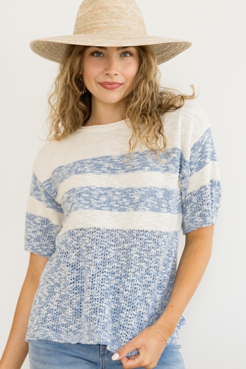Colorblock SS Sweater, Oatmeal/Blue - 0404-103p.jpg