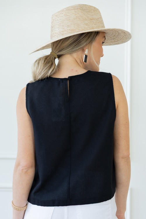 Draw Hem Linen Tank, Black - 0417-186.jpg