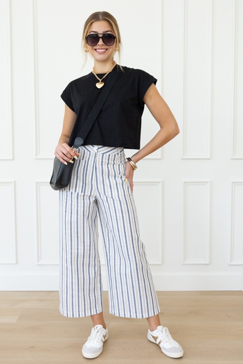 Striped Linen Pocket Pants, Tan - 0421-210.jpg