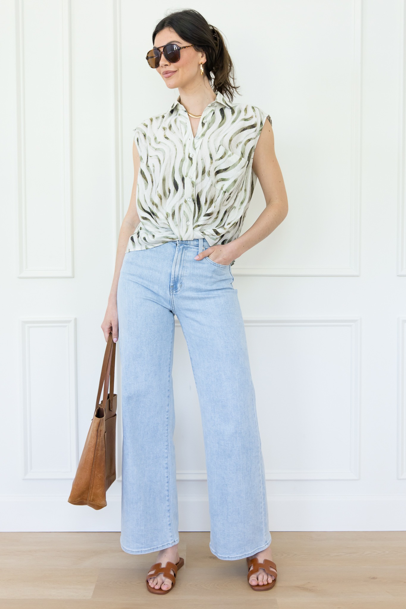 Twist Hem Printed Top, Olive - 0422-134p.jpg