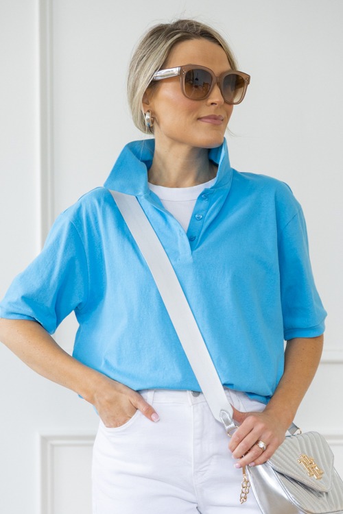 Relaxed Polo Top, Aqua Blue - 0424-110.jpg