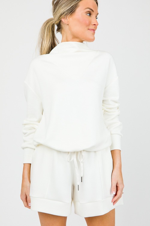 Soft Touch Short Sleeve Semi Relaxed Crewneck in Cream