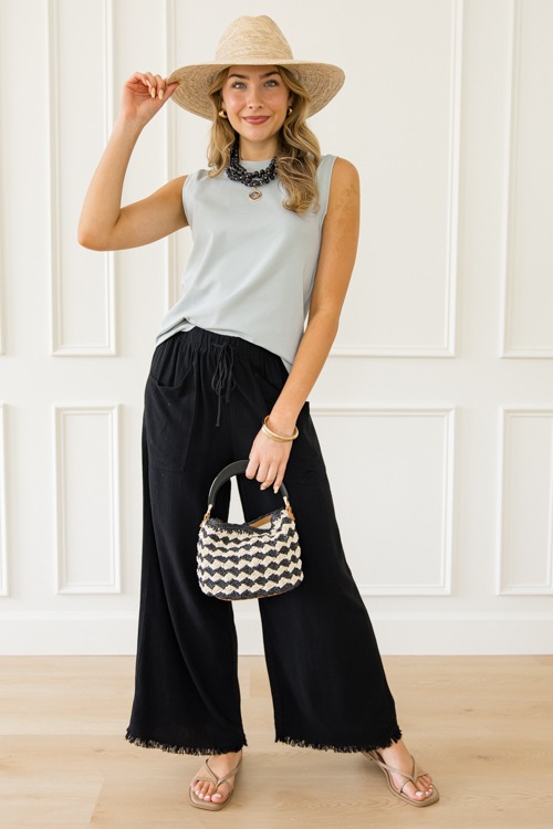 Lola Frayed Linen Pants, Black - 0430-100p.jpg
