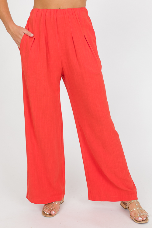 Maren Linen Pants, Orange Red