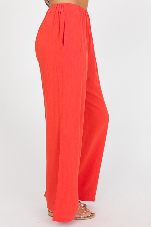 Maren Linen Pants, Orange Red