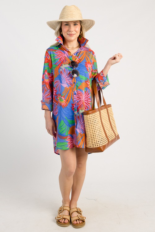 Floral Shirt Dress, Blue Pink - 0507-111p.jpg