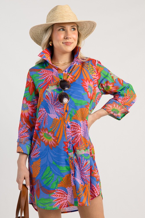 Floral Shirt Dress, Blue Pink - 0507-116.jpg