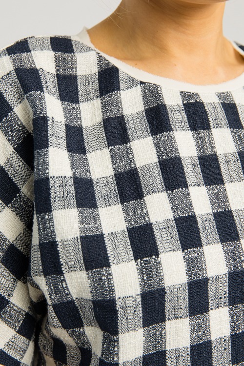 Gingham Tweed Top, Navy - 0508-140h.jpg