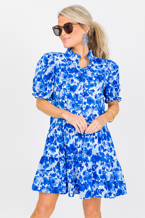Sweet On Me Dress, Blue Floral New Arrivals The Blue Door Boutique