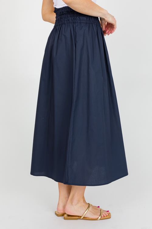 Poplin Midi Skirt, Navy