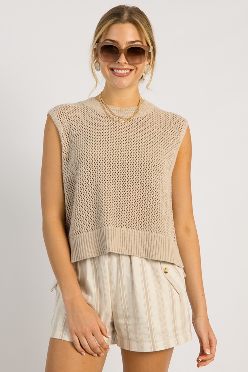 Flap Pocket Stripe Shorts, Taupe - 0514-122p.jpg