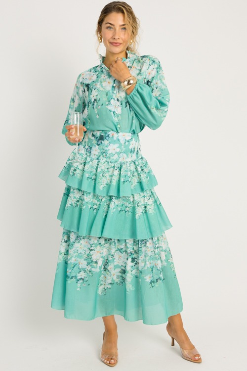 Floral Ruffle Skirt Set, Green - 0522-16p.jpg