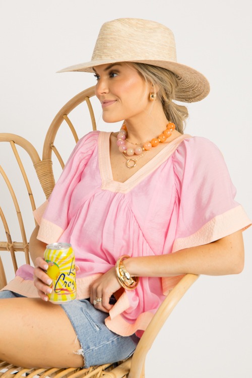 Colorblock Babydoll Top, Pink/Apricot - 0522-45p.jpg