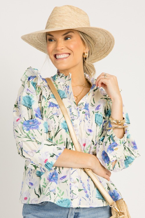 Painted Floral Button Top, Blue - 0522-53h.jpg