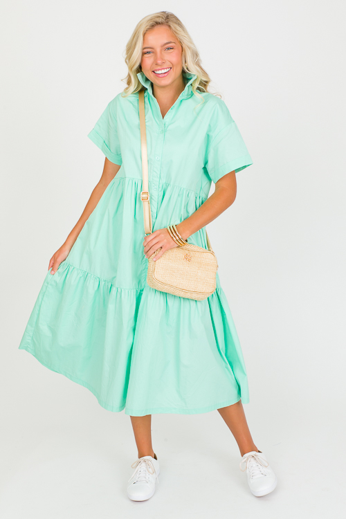 Mint Shirt Dress Midi New Arrivals The Blue Door Boutique
