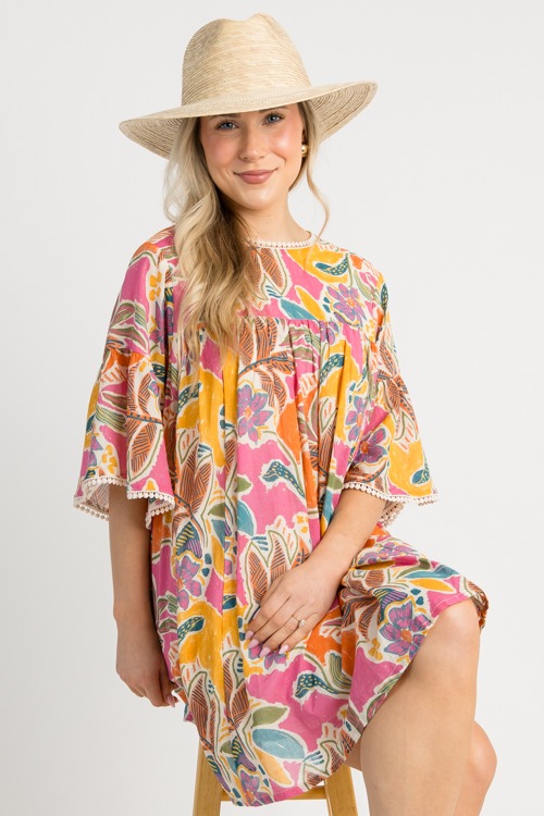 Floral Tie Back Dress, Crm Mult - 0530-53p.jpg