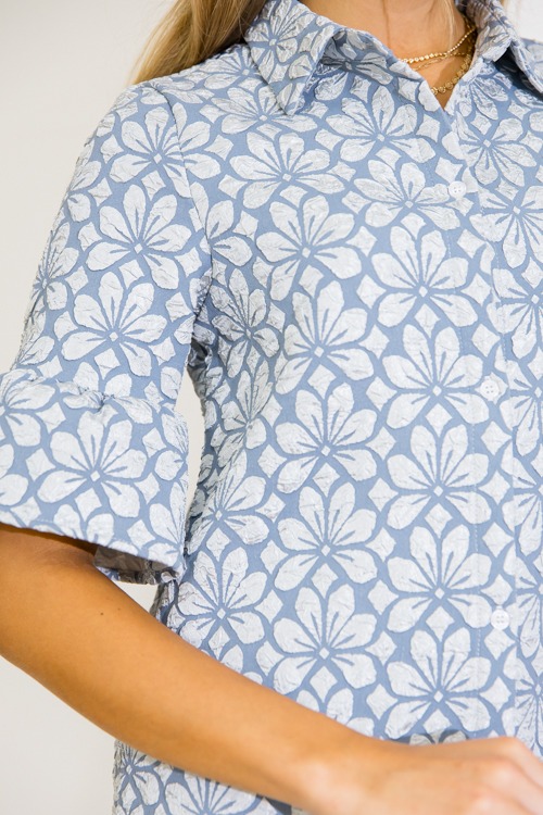 Floral Embossed Shirt Dress, Bl - 0609-81.jpg
