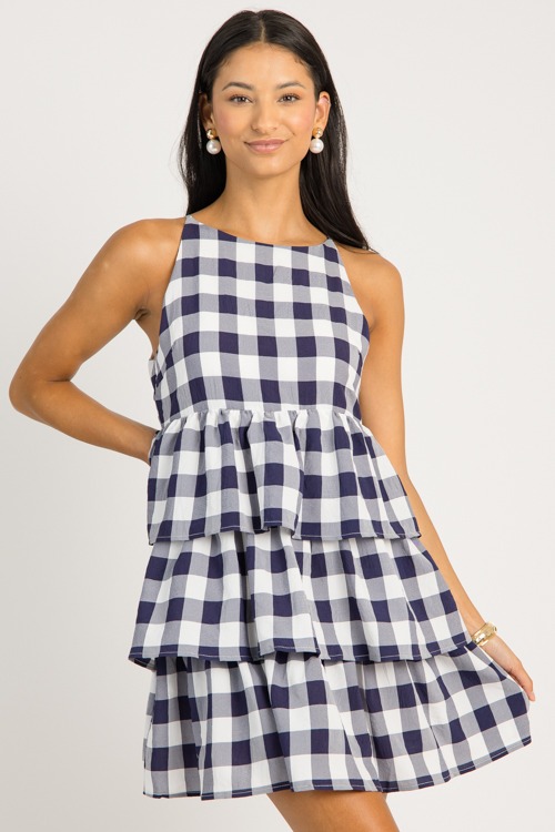 Gingham Ruffle Tier Dress, Navy - 0624-28.jpg
